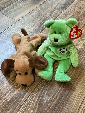 Ty Beanie Baby Kicks & Bones Plush Dog Bundle